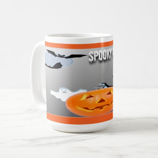 Spooky Vibes with Orange Border Koffiemok (Voorkant links)