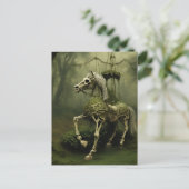 Spooky Victoriaans Carrousel Paardenskelet Briefkaart (Staand voorkant)