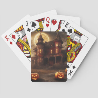 Spooky Victoriaans Mansion Halloween Design Pokerkaarten