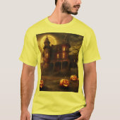 Spooky Victoriaans Mansion Halloween Design T-shir T-shirt (Voorkant)