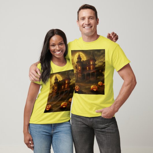 Spooky Victoriaans Mansion Halloween Design T-shir T-shirt (Unisex)