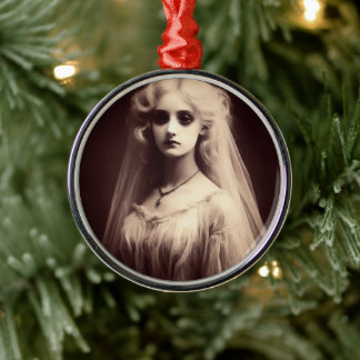 Spooky Victoriaans vrouw Horror Gothic Christmas Metalen Ornament