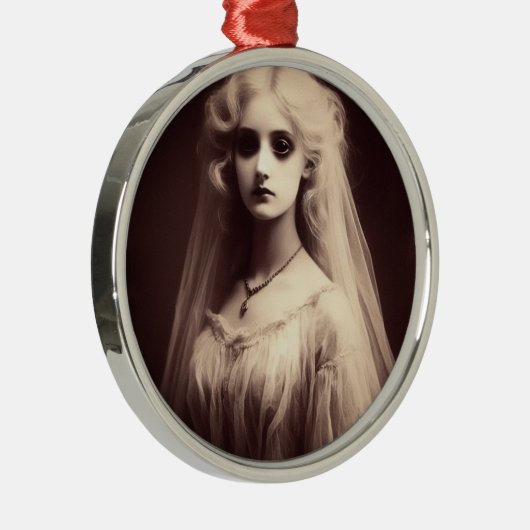 Spooky Victoriaans vrouw Horror Gothic Christmas Metalen Ornament (Rechts)