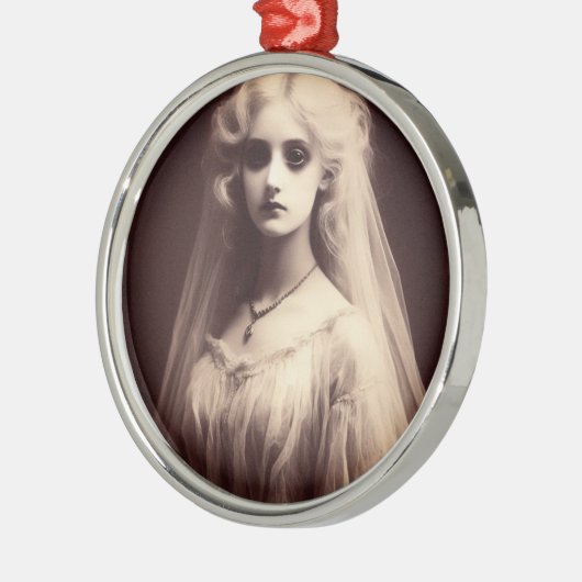 Spooky Victoriaans vrouw Horror Gothic Christmas Metalen Ornament (Links)