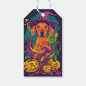 Spooky Vizsla Hond Halloween Heks en Pompoen Cadeaulabel (Achterkant)