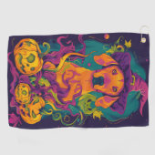 Spooky Vizsla Hond Halloween Heks en Pompoen Golfhanddoek (Horizontaal)