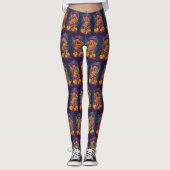 Spooky Vizsla Hond Halloween Heks en Pompoen Leggings (Voorkant)