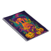 Spooky Vizsla Hond Halloween Heks en Pompoen Notitieboek (Rechterzijde)