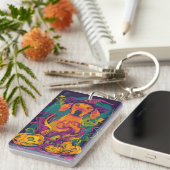 Spooky Vizsla Hond Halloween Heks en Pompoen Sleutelhanger (Voorkant Rechts)