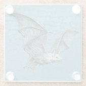 Spooky vliegende Blauwe Vleermuis wit Gezicht met Glazen Onderzetter (Achterkant)