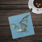 Spooky vliegende Blauwe Vleermuis wit Gezicht met  Glazen Onderzetter