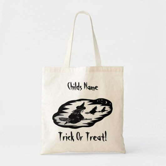 Spooky vliegende heksen bezemstelen trick or treat tote bag (Voorkant)