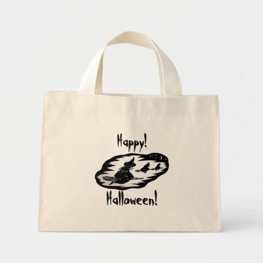 Spooky vliegende heksen op bezemsteel trick or tre mini tote bag (Voorkant)