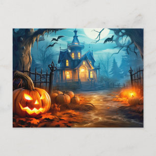 Spooky Volle Maan Haunted Mansion Briefkaart
