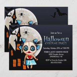 Spooky Voodoo Doll Halloween Costume Party Kaart