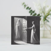 Spooky Vrouw en Ghost Gast  Illustratie Kaart (Staand voorkant)