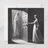 Spooky Vrouw en Ghost Gast  Illustratie Kaart (Voorkant)