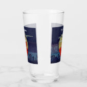 Spooky Vrouw in Sky over stad Lights Blue Sky Glas (Links)