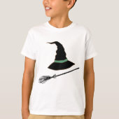 Spooky Warm Black Silhouette Witch & Pumpkin T-shirt (Voorkant)