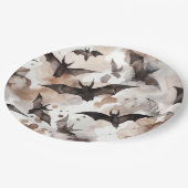 Spooky Waterverf Bats Halloween Papieren Bordje (Gekanteld)