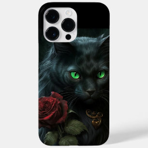 SPOOKY WATERVERF BLACK CAT MET ÉÉN RODE ROSE ROSE Case-Mate iPhone 14 PRO MAX HOESJE