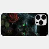 SPOOKY WATERVERF BLACK CAT MET ÉÉN RODE ROSE ROSE Case-Mate iPhone CASE (Achterkant (horizontaal))
