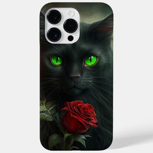 SPOOKY WATERVERF BLACK CAT MET ÉÉN RODE ROSE ROSE Case-Mate iPhone CASE (Achterkant)