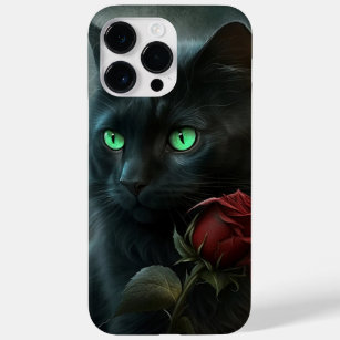 SPOOKY WATERVERF BLACK CAT MET ÉÉN RODE ROSE ROSE Case-Mate iPhone 14 PRO MAX HOESJE