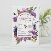 Spooky Waterverf Flowers Halloween Invitation Kaart (Staand voorkant)