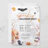 Spooky Waterverf Halloween Invitation Kaart (Voorkant)
