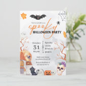 Spooky Waterverf Halloween Invitation Kaart (Staand voorkant)