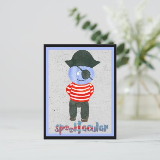 Spooky Waterverf Halloween Pirate Briefkaart (Staand voorkant)