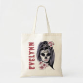 Spooky Waterverf Halloween Sugar Skull Tote Bag (Voorkant)