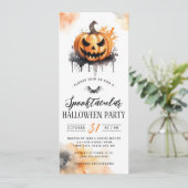 Spooky waterverf Jack-o-Lantern Halloween feest Kaart (Staand voorkant)