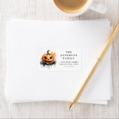 Spooky waterverf Jack-o-Lantern retouradres Etiket (Insitu)
