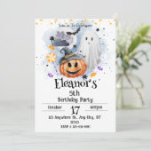 Spooky Waterverf Schattige Halloween Invitation Kaart (Staand voorkant)