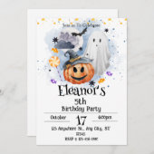 Spooky Waterverf Schattige Halloween Invitation Kaart (Voorkant / Achterkant)