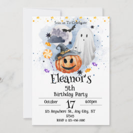 Spooky Waterverf Schattige Halloween Invitation Kaart