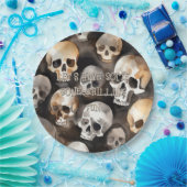 Spooky Waterverf schedels Halloween Bone Chilling Papieren Bordje (Feest)