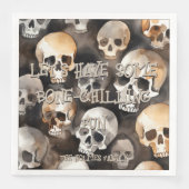 Spooky Waterverf schedels Halloween Monogram Servet (Voorkant)