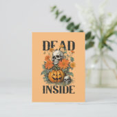 Spooky Waterverf Skelet en Pompoen Halloween Briefkaart (Staand voorkant)
