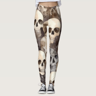 Spooky Waterverf Skulls Halloween Leggings