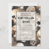Spooky Waterverf Skulls Halloween Party Kaart (Voorkant)