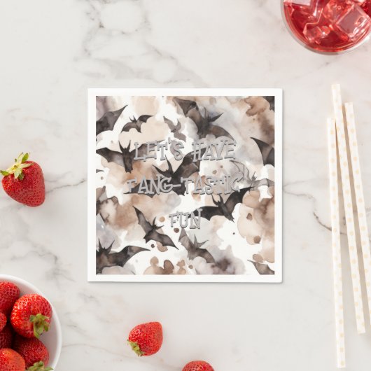 Spooky Waterverf vleermuizen Halloween Fang-Tastic Servet (Insitu)