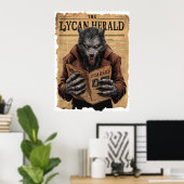 Spooky weerwolf  Halloween krantenstijl Poster (Thuiskantoor)