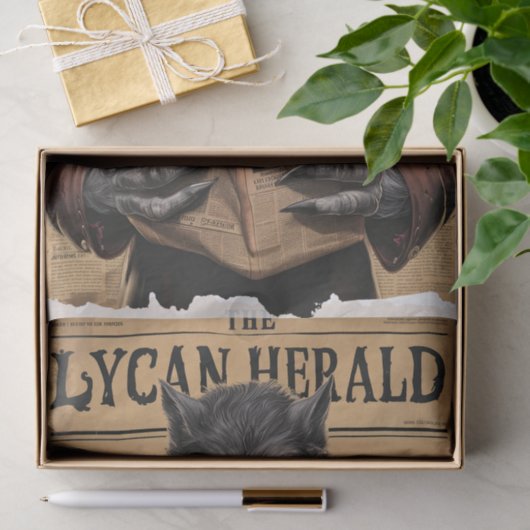 Spooky weerwolf  Halloween krantenstijl Tissuepapier (Geschenk)