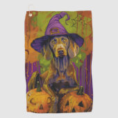 Spooky Weimaraner hond Halloween heks en pompoen Golfhanddoek (Voorkant)