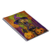 Spooky Weimaraner hond Halloween heks en pompoen Notitieboek (Rechterzijde)