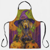 Spooky Weimaraner hond Halloween heks en pompoen Schort (Voorkant)