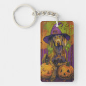 Spooky Weimaraner hond Halloween heks en pompoen Sleutelhanger (Voorkant)